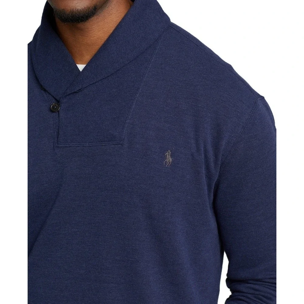 Polo Ralph‎ Lauren Shawl Collar Pullover Mens Large Blue Knit Sweater